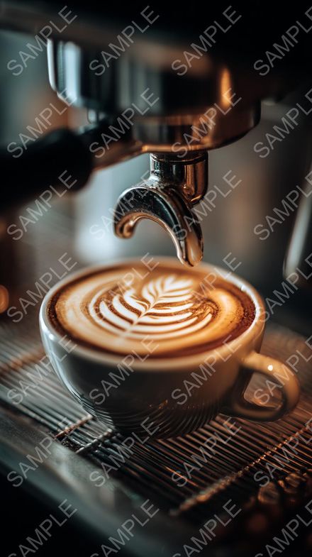 Close-up Espresso Shot with Latte Art