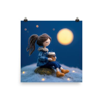 Moonlit Serenity: A Whimsical AI Art Print