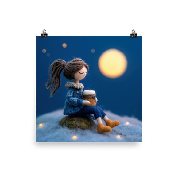 Moonlit Serenity: A Whimsical AI Art Print