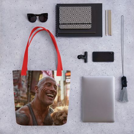 &quot;The Rock and His Pup&quot; All-Over Print Tote Bag