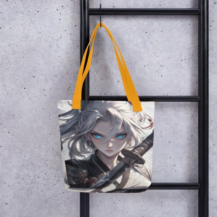 Azure Blade Warrior All-Over Print Tote Bag