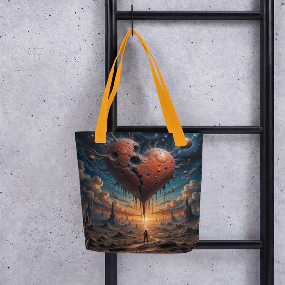 The Heart of a Dying World: A Surreal Tote Bag Design