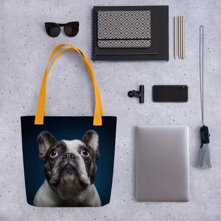 The Upward Gaze: Frenchie in Midnight Blue