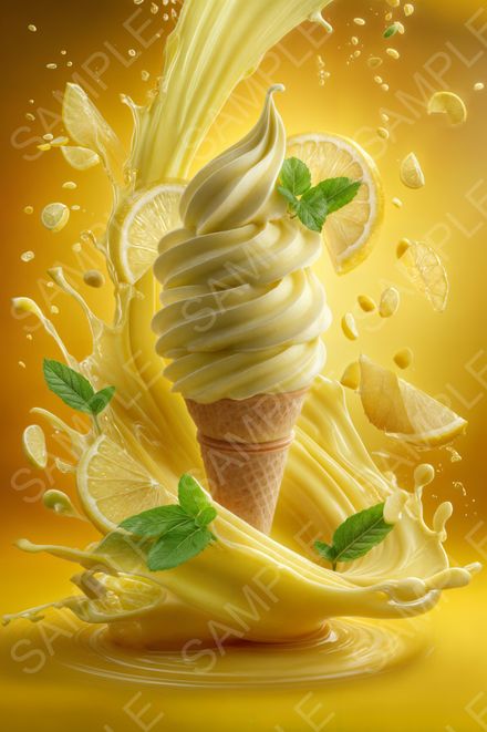 Zesty Lemon Soft Serve AI Art Bundle | 4 High-Quality Digital Downloads