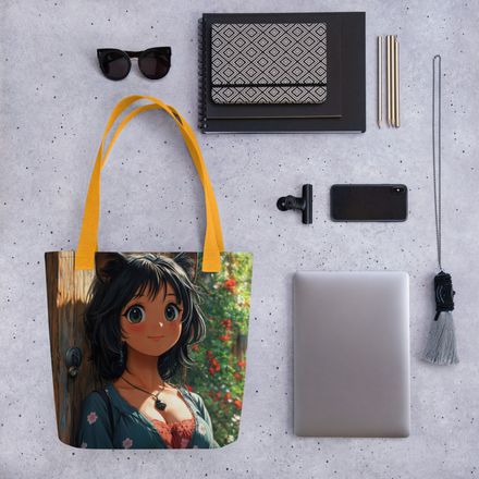 &quot;Sunlit Neko-chan&quot; All-Over Print Tote Bag