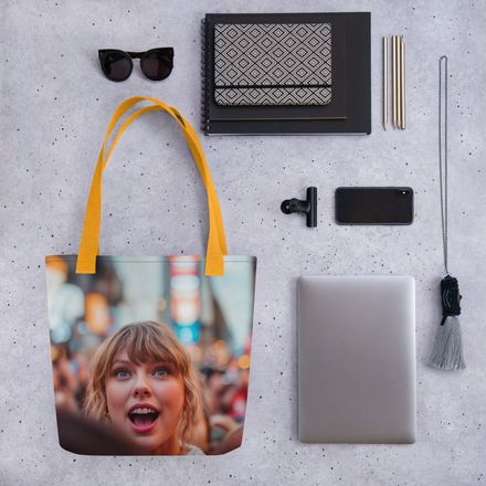 &quot;Surprised Swiftie&quot; All-Over Print Tote Bag