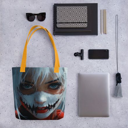 &quot;Grinning Ghoul&quot; All-Over Print Tote Bag