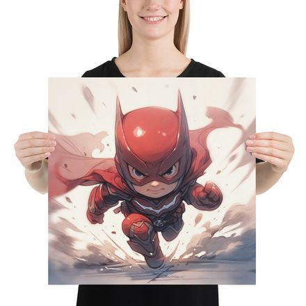 Chibi Crusader: Superhero in Red Poster