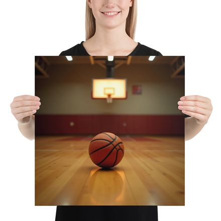  The Moment of Stillness: Basketball on Court Poster