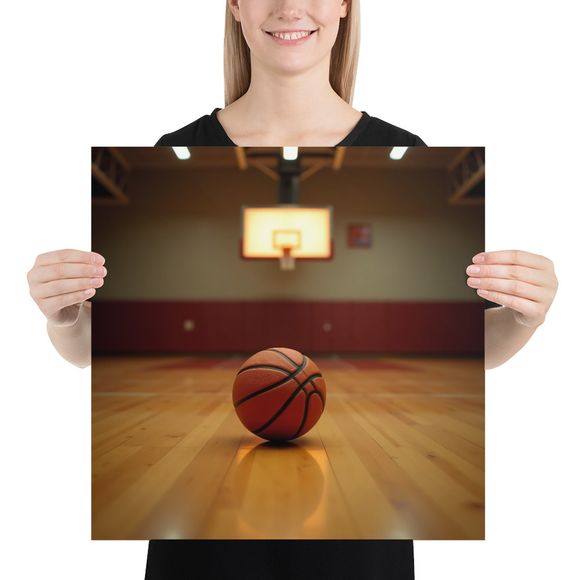  The Moment of Stillness: Basketball on Court Poster