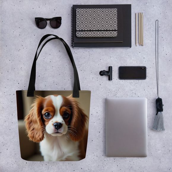 &quot;Soulful Spaniel&quot; Cavalier King Charles Portrait Tote Bag