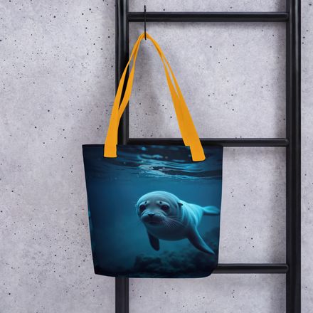 Deep Sea Darling - Adorable Baby Seal Underwater Premium All-Over Print Tote Bag