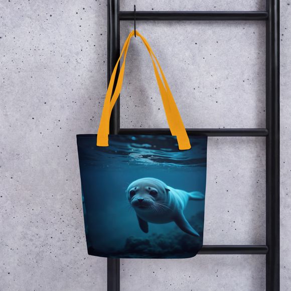 Deep Sea Darling - Adorable Baby Seal Underwater Premium All-Over Print Tote Bag