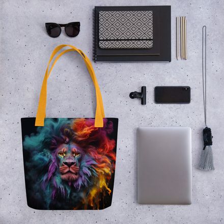 &quot;Prismatic Lion&quot; All-Over Print Tote Bag