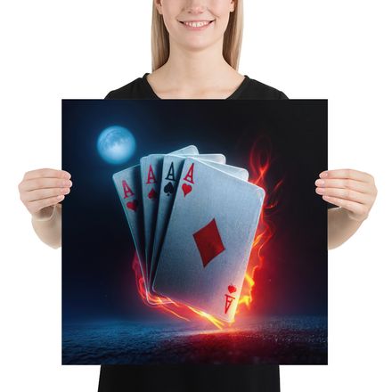 Four Aces in Fire One-of-a-Kind Art Print by WHATAPRINT