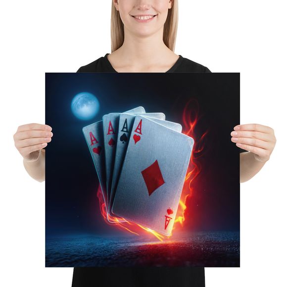 Four Aces in Fire One-of-a-Kind Art Print by WHATAPRINT