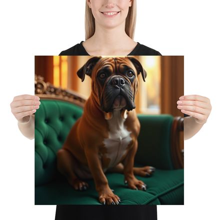 The Emerald Throne: Regal Brindle Dog - Enhanced Matte Poster