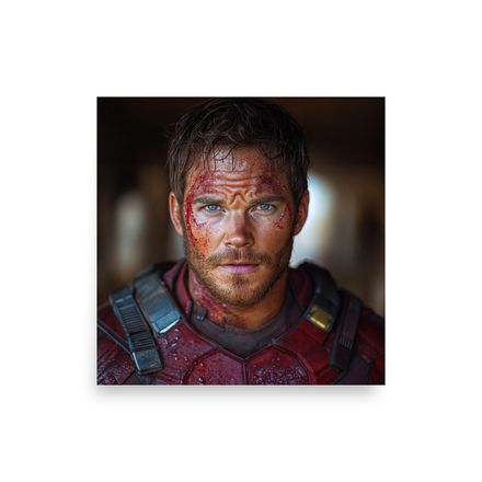 Battle-Worn Hero: Gritty Sci-Fi Portrait Poster