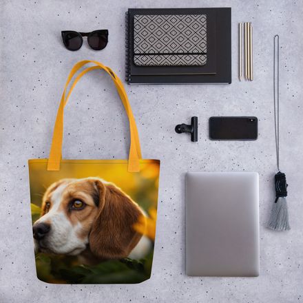 &quot;Sunlit Beagle&quot; All-Over Print Tote Bag