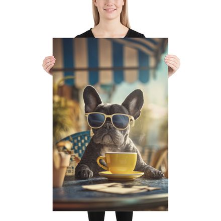 Stylish French Bulldog Cafe Art Print by WHATAPRINT