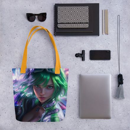 &quot;Emerald Racer Queen&quot; All-Over Print Tote Bag