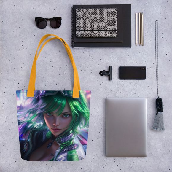 &quot;Emerald Racer Queen&quot; All-Over Print Tote Bag