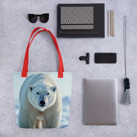 Arctic Sovereign - Polar Bear Portrait Premium All-Over Print Tote Bag