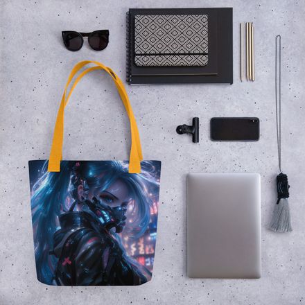Neon Vigilante: A Cyberpunk Tote Bag Design
