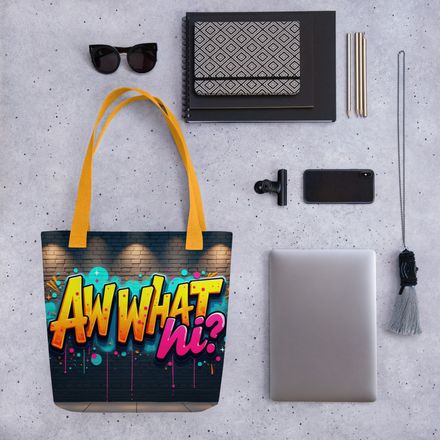 &quot;Aw What hi?&quot; Shock &amp; Surprise Pop Art Tote Bag | Premium All-Over Print