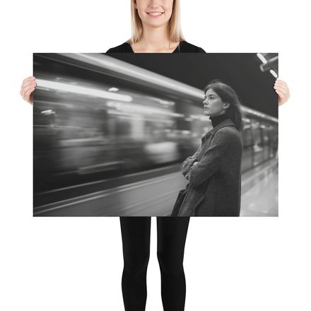 Subway Serenity: Urban Black &amp; White Art Print by WHATAPRINT