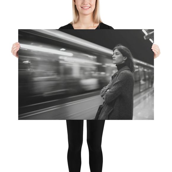 Subway Serenity: Urban Black &amp; White Art Print by WHATAPRINT