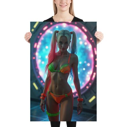 Neon Siren: Sci-Fi Pop Art Portrait Poster
