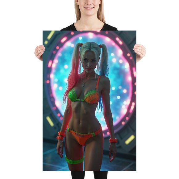 Neon Siren: Sci-Fi Pop Art Portrait Poster