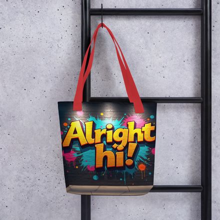 &quot;Alright hi!&quot; Derry Greeting Pop Art Tote Bag | Premium All-Over Print