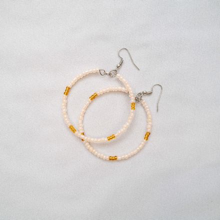 Large Beaded Hoop Earrings - Desert Glow