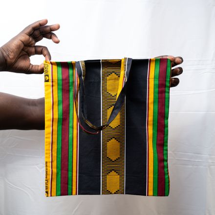 Vertical Striped Kitenge Tote Bag