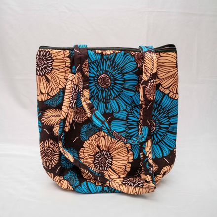 Kitenge Flower Tote with Zipper