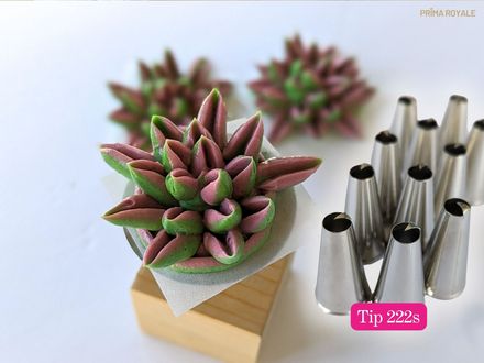 Tip 222s succulent leaf buttercream flower cake piping tip