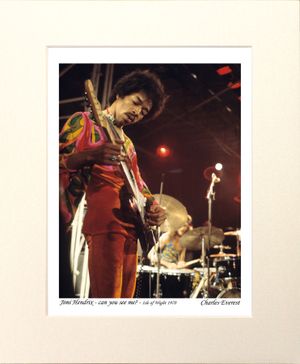 Jimi Hendrix - can you see me ? - 1970 Isle of Wight Festival - Mounted Print - (12"x10") [323426]