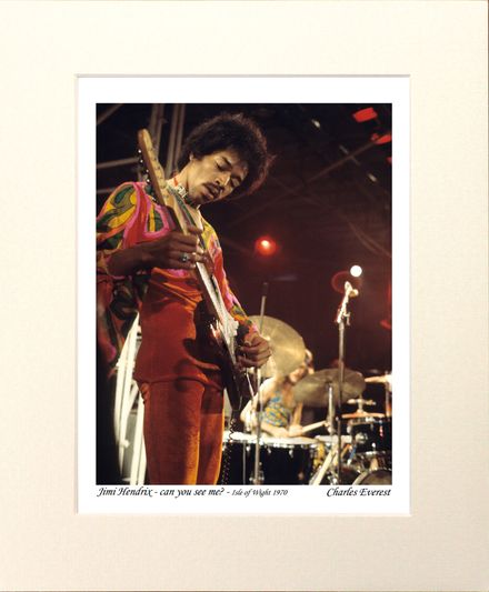 Jimi Hendrix - can you see me ? - 1970 Isle of Wight Festival - Mounted Print - (12"x10") [323426]