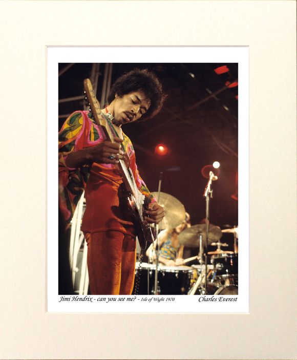 Jimi Hendrix - can you see me ? - 1970 Isle of Wight Festival - Mounted Print - (12"x10") [323426]