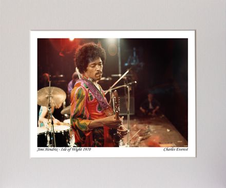 Jimi Hendrix - On stage  - 1970 Isle of Wight Festival - Mounted Print - (12&quot;x10&quot;) [320920]