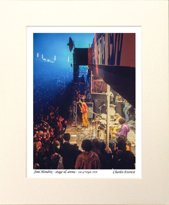 Jimi Hendrix Experience - On stage -  with arena - 1970 IOW - Mounted Print - (12"x10") [321118]