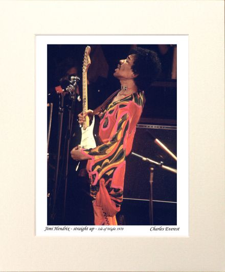 Jimi Hendrix - straight up - 1970 Isle of Wight Festival - Mounted Print - (12"x10") [320975]
