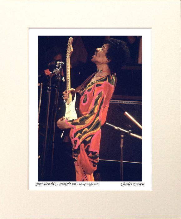 Jimi Hendrix - straight up - 1970 Isle of Wight Festival - Mounted Print - (12"x10") [320975]