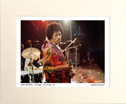 Jimi Hendrix - on stage  - 1970 Isle of Wight Festival - Mounted Print - (12"x10") [320920]