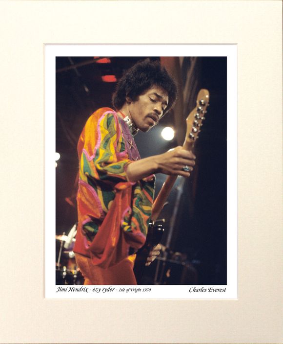 Jimi Hendrix - ezy ryder - 1970 Isle of Wight Festival - Mounted Print - (12"x10") [323433]