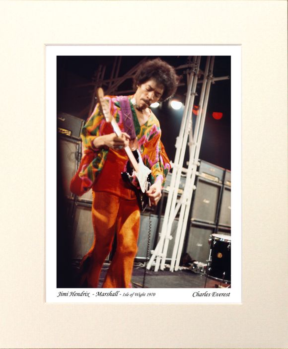 Jimi Hendrix - marshall - 1970 Isle of Wight Festival - Mounted Print - (12"x10") [323082]