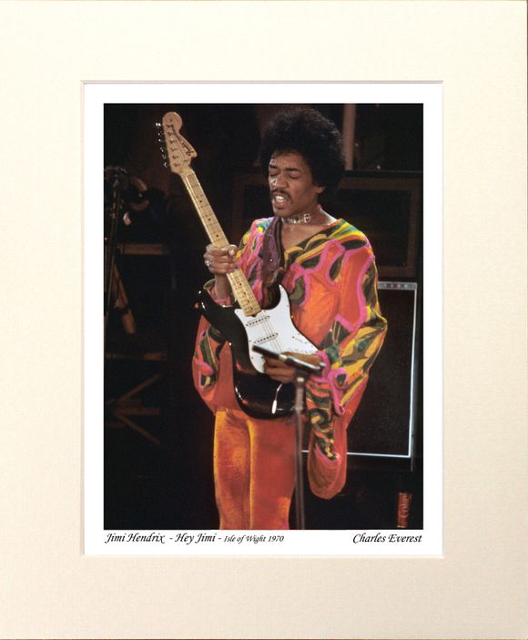Jimi Hendrix - Hey Jimi - 1970 Isle of Wight Festival - Mounted Print - (12"x10") [320944]