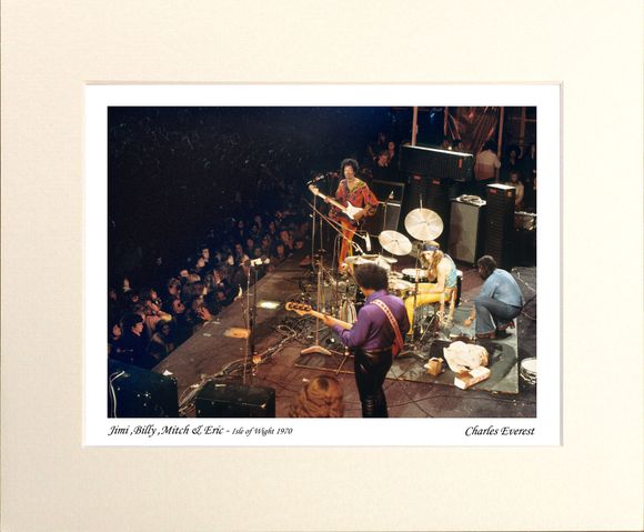 Jimi Hendrix Experience - Jimi, Billy, Mitch &amp; Eric - 1970 IOW - Mounted Print - (12"x10") [321071]